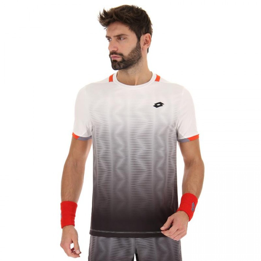 Camiseta Lotto Top IV Preto Brilhante Branco