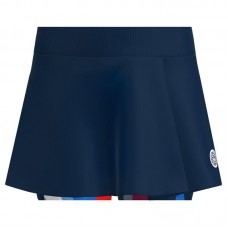 Badu Bidi Gonna New York Stampato Ondulato Blu Scuro Rosso Badu Bidi Gonna New York Stampato Ondulato Blu Scuro Rosso