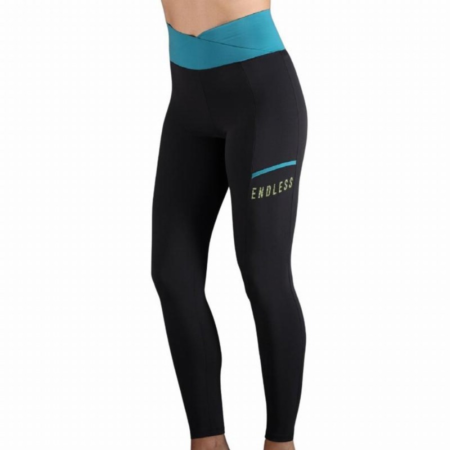 Endless Cross Pocket Leggings Petrolio Nero