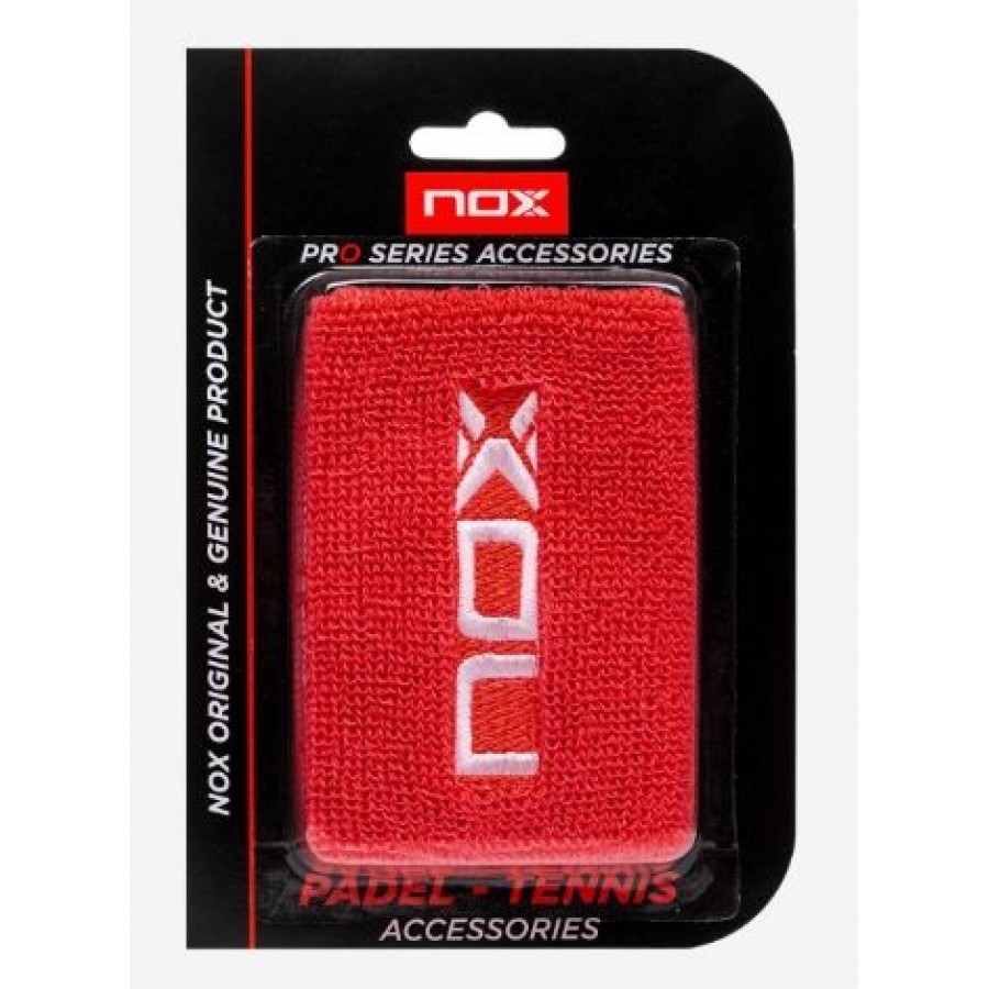 Muñequera Nox Roja Logo Blanco 2 Unidades