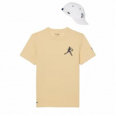 Pack Camiseta Lacoste Novak Djokovic Amarillo y Gorra Blanco