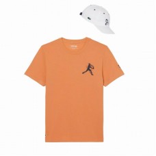 Pack Camiseta Lacoste Novak Djokovic Naranja y Gorra Blanco