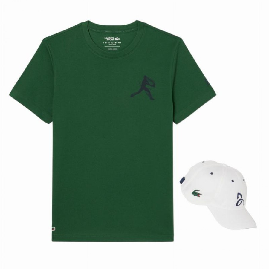 Pack Lacoste Novak Djokovic T-Shirt Verde e Branco Boné