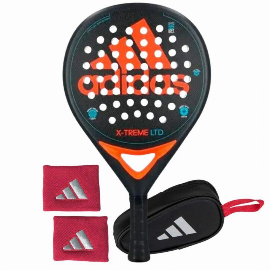 Pack Pala Adidas X-Treme Negro Naranja con Monedero y Munequeras