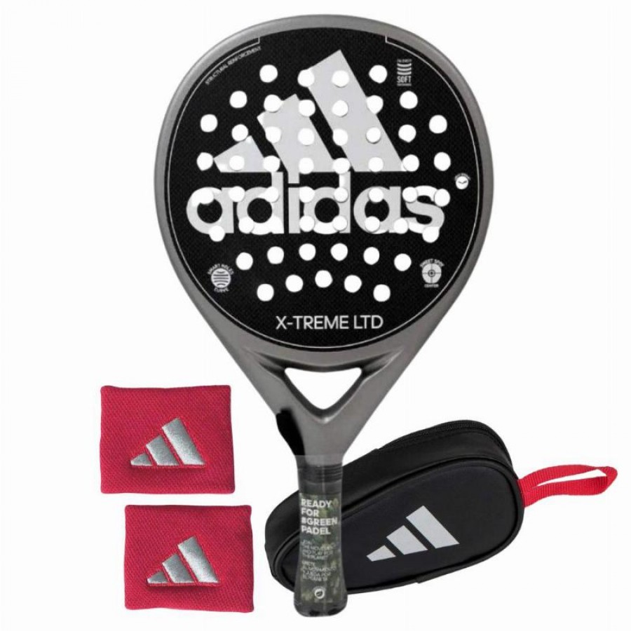 Pack Pala Adidas X-Treme Plata Blanco con Monedero y Munequeras