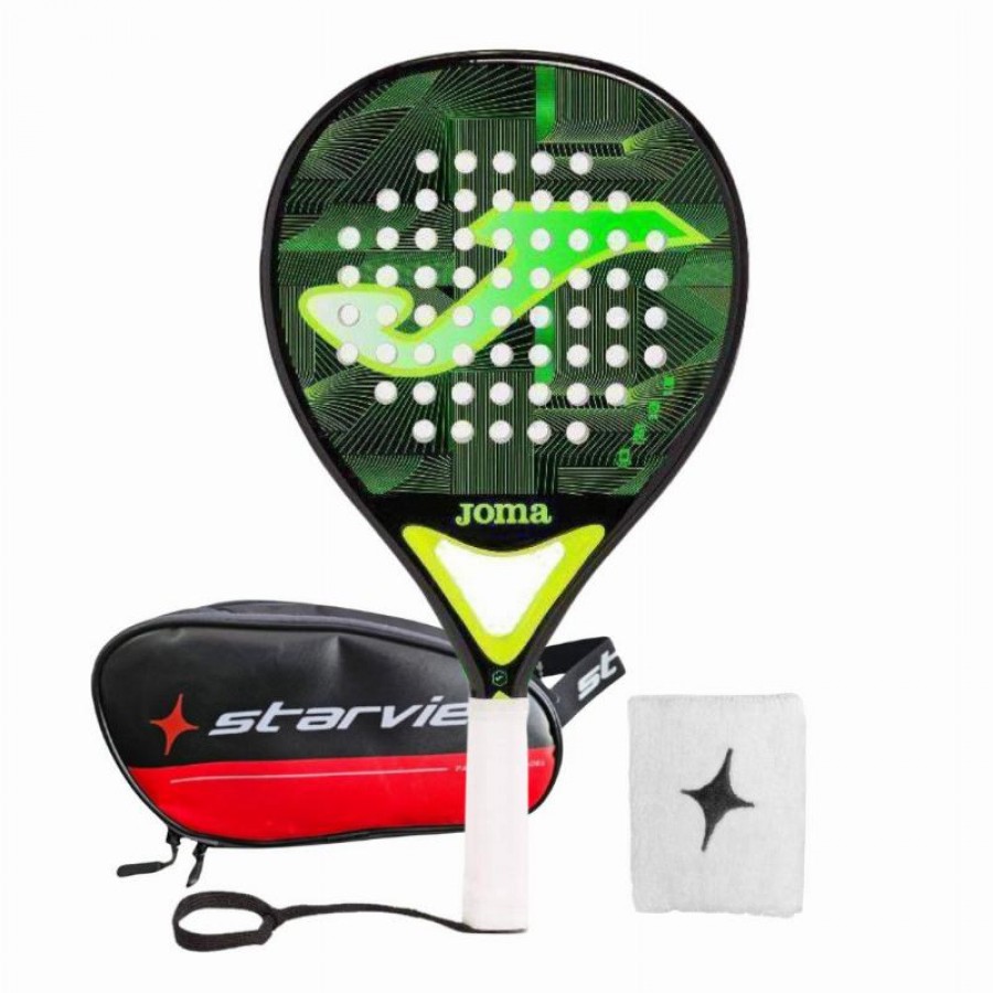 Pacote Joma Open Black Fluor Green Shovel com Nécessaire e Pulseira