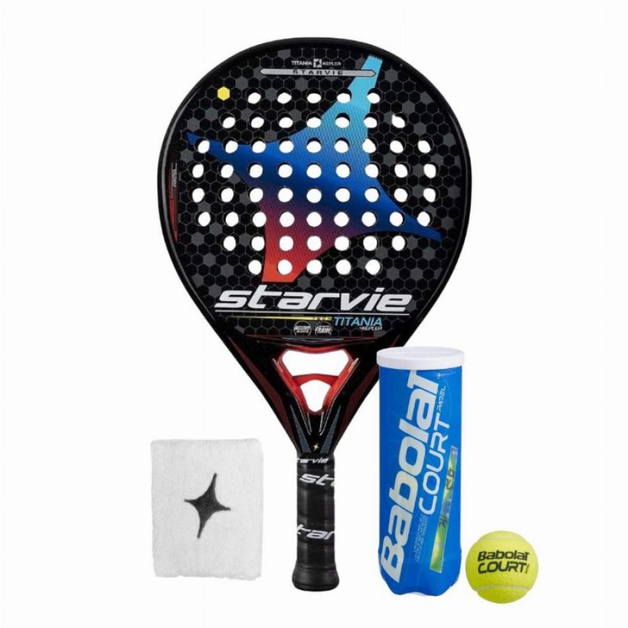 Pack Pala StarVie Titania Kepler Soft con Munequera y Pelotas