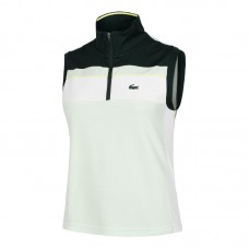 Polo Lacoste Sport Ultra Dry Pique Vert Blanc pour Femme
