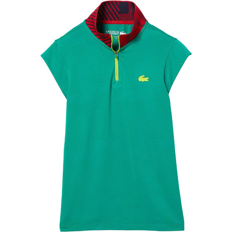 OFFRE Polo Lacoste Ultra Dry Zipper Vert Femme Pas cher