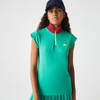 Polo Lacoste Ultra Dry Ziper Verde Mulheres