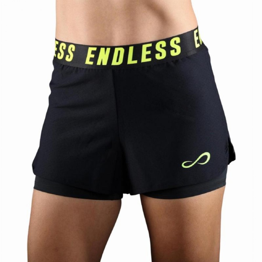 Short Endless Tech Iconic Negro Amarillo Mujer