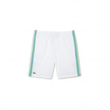Corto Lacoste Poliestere Riciclato Bianco Verde Corto Lacoste Poliestere Riciclato Bianco Verde