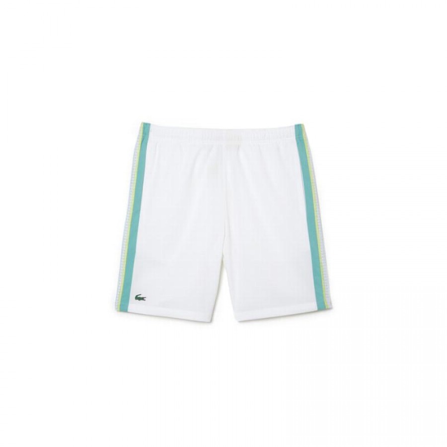 Short Lacoste Polyester Recycle Blanc Vert