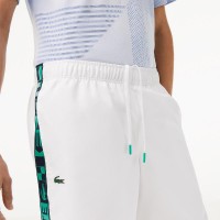 Short Lacoste Sport Side Stripes Blanc Vert