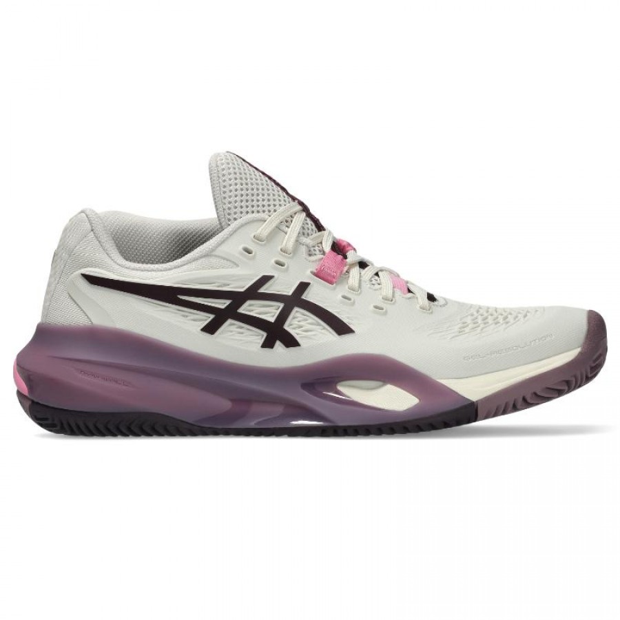 Zapatillas Asics Gel Resolution X Clay Beige Granate Oscuro Mujer