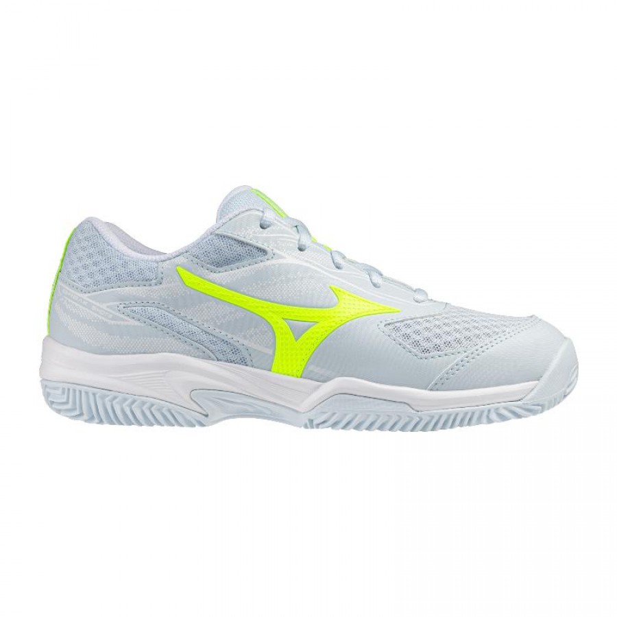 Tênis femininos Mizuno Break Shot 5 Clay Light Blue Light White, Fluor