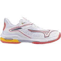 Mizuno Wave Exceed Tour 6 Clay Branco Coral Cinza Tênis Feminino