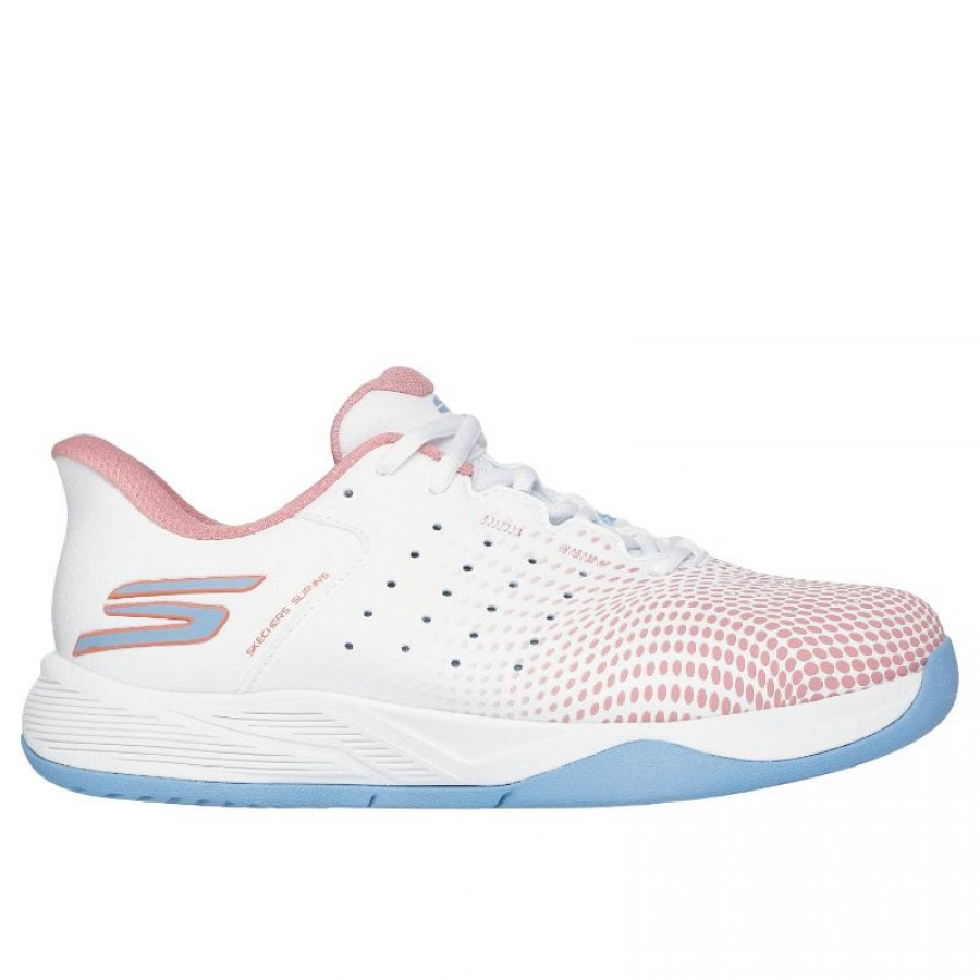 Baskets féminines Skechers Viper Court Reload Rose Blanc