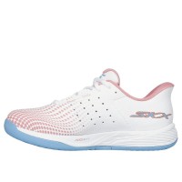 Baskets féminines Skechers Viper Court Reload Rose Blanc
