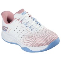 Baskets féminines Skechers Viper Court Reload Rose Blanc